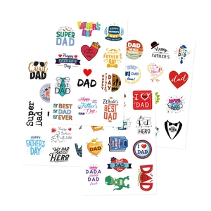 8 sheets of waterproof DIY Father's Day stickers with cartoon ties and slogans