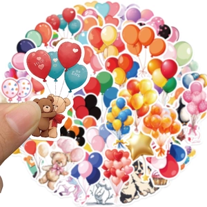 Pack of 50 colorful cartoon party balloon stickers for luggage and DIY laptops