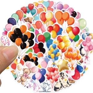 50 pack of colorful cartoon party balloon stickers for luggage and DIY decoration