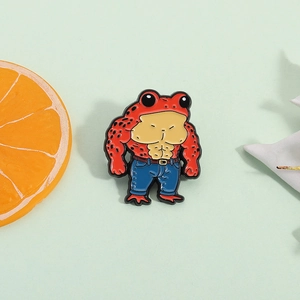 Creative Muscle Frog Alloy Enamel Pin Funny Red Muscular Fitness Frog Brooch Badge For Backpack Clothes Decor Gift Men Women