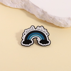 Broche arc-en-ciel en émail avec texte dead inside, accessoire créatif pour sacs