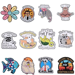 Funny Alloy Enamel Pins Cartoon Animal Skull Brooches Humorous Quotes Badges For Backpack Clothes Unisex Jewelry Accessory