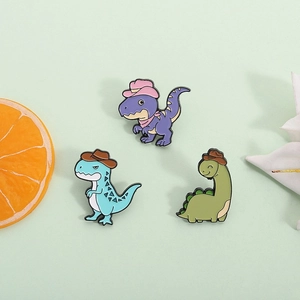 Süße Cartoon Cowboy Dinosaurier Emaille Brosche Pin Set Legierung Western Dino Abzeichen Für Kleidung Rucksack Hut Zubehör Schmuck Geschenk