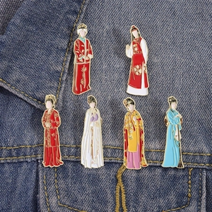 Ancient Chinese Style Enamel Brooch Dream Of The Red Chamber Character Alloy Pin Badge Lin Daiyu Jia Baoyu Cartoon Character Accessory Gift For Men Women