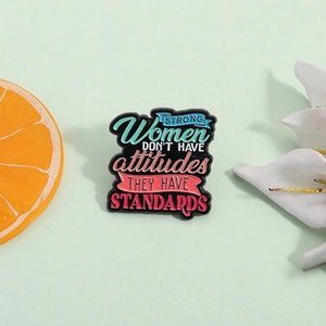 Inspirational Strong Women Letters Enamel Pin Badge Alloy Brooch Clothing Backpack Accessories Modern Lettering Jewelry Pin