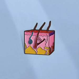 Creative skin layer anatomy enamel brooch with hair follicle and skin structure details