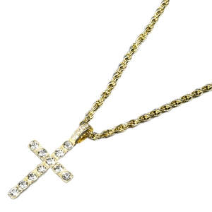 Hip-Hop Goldene Kreuzkette für Herren mit Zirkonia-Steinen und einer 4mm starken Seilkette