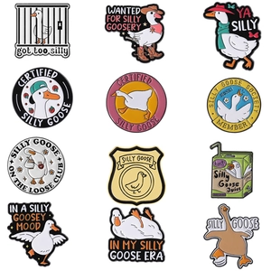 Cartoon Silly Goose Enamel Pin Funny Animal Alloy Brooch Personalized Humor Badge For Clothing Bags Gift Unisex Adults