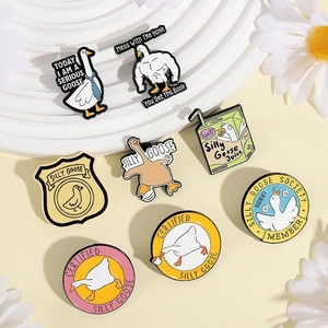 8-piece funny cartoon silly goose enamel pin set for backpacks and clothing accessories