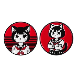 Lot de pins émaillés style écolière japonaise avec des chats mignons en uniforme de marin