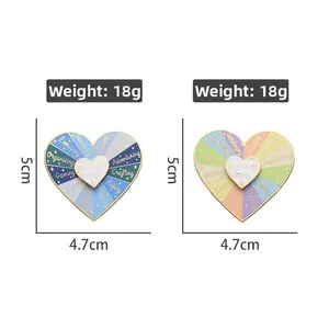 Spilla rotante in smalto a forma di cuore Self Care Today con dimensioni di 5 cm