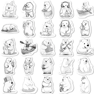 Lot de 53 autocollants d'ours polaires minimalistes pour casques et gourdes étanches