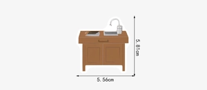 Detail showing Nordic style kitchen cabinet sticker dimensions of 5.81cm by 5.56cm