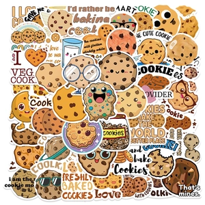 Detailed view of assorted cartoon cookie stickers with cute expressions and warm colors