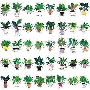 Set of 40 waterproof cartoon potted plant stickers for DIY stationery and helmets