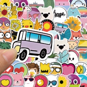 60 pieces of fresh VSCO cartoon stickers for suitcases and laptops with purple bus design