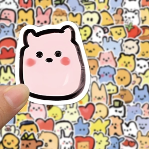 Cute cartoon animal stickers with pink bear design for phone and laptop decoration