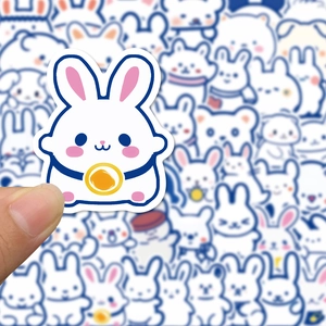 50 pieces blue line animal stickers for laptop and DIY projects with waterproof design