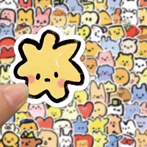 Cute yellow star sticker with cartoon expression for journals and phone cases