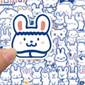 Ins blue line cartoon rabbit sticker for waterproof DIY decoration on laptop or water bottle