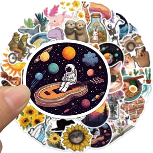 Variety pack of creative art stickers featuring space, floral, and animal illustrations