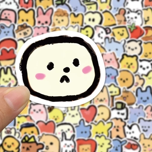 Close-up of waterproof abstract emoji stickers for scrapbooking and phone cases