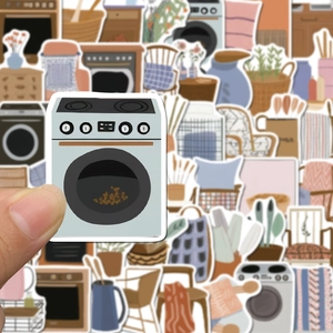 Nordic style waterproof PVC stickers featuring cozy home life illustrations for planners