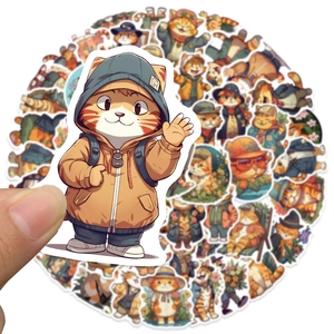 Détail des autocollants de chat orange mignon imperméables pour scrapbooking et déco
