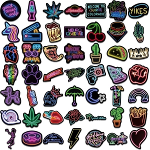 100pcs waterproof neon style vinyl stickers for laptops skateboards and water bottles