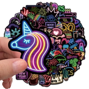 100pcs waterproof neon style cartoon stickers for laptops and skateboards decoration