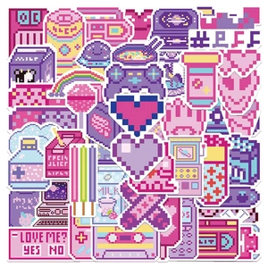 Autocollants en PVC Étanches Pixel Art INS Mignons pour Scrapbook DIY Bagages Ordinateur Portable Coque de Téléphone Déco