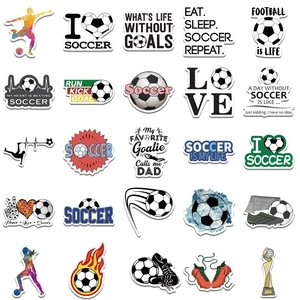 50 pieces of waterproof football graffiti stickers featuring diverse soccer designs and trophies