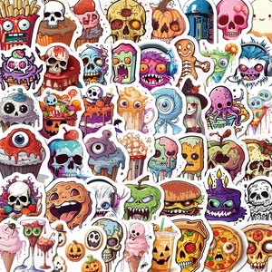 Adesivi Cibo Dessert Horror Halloween Impermeabili Graffiti Cartone Animato Decalcomanie Vinile per Valigia Laptop Scrapbook Festa