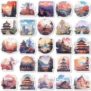50 autocollants de voyage ins de monuments mondiaux pour bagages et décorations DIY