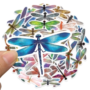 Colorful dragonfly sticker set for DIY decorating on laptops, luggage and notebooks