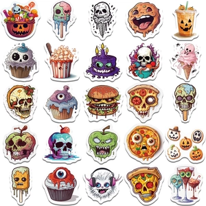 Set di 50 adesivi dessert horror Halloween con disegni di cupcake spaventosi