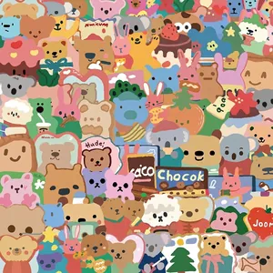 Cute Cartoon Animal Sticker Set Waterproof PVC Stickers For Scrapbooking Laptop Journal Decoration Korean Ins Style DIY Stationery Stickers