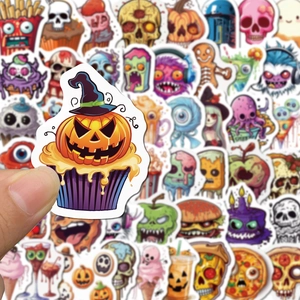 50 adesivi impermeabili Halloween horror dessert per decorare laptop e valigie kit