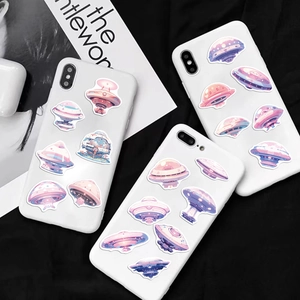 50pcs Cartoon UFO and Spaceship Stickers for DIY Laptop and Mobile Phone Decoration