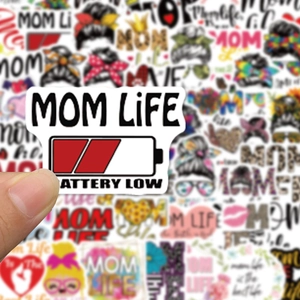 Autocollant MOM LIFE imperméable avec icône batterie pour ordinateur et DIY
