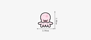 Detail of waterproof PVC pink cartoon octopus sticker with cute purple polka dots