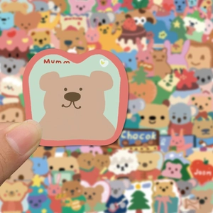 Close-up of cute cartoon bear toast sticker from the aesthetic Dailylike sticker set