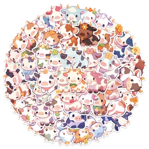 Cartoon Rainbow Cow Stickers Waterproof Vinyl Decals For Water Bottle Laptop Phone Case Cute Cow Graffiti Stickers For Girls