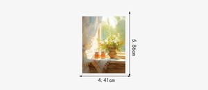 Detailansicht eines impressionistischen Blumenaufklebers mit den Maßen 5.86 cm mal 4.41 cm