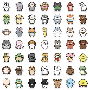 Set of 49 cute cartoon animal stickers featuring zebra, panda and lion for DIY decoration