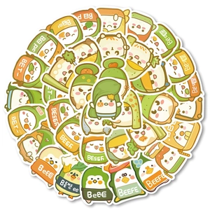 Waterproof Cartoon Food Stickers For Water Bottles Laptop Luggage Cute PVC Vinyl Aesthetic Foodies Decals Decor For Kids Teens
