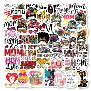 Autocollants Mom Life Imperméables en Vinyle PVC Décalcomanies Dessin Animé pour Ordinateur Gourde Skateboard DIY Décor Femme