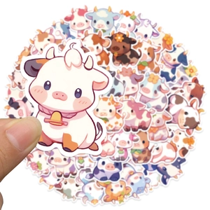 50 cute cartoon rainbow cow stickers for waterproof decoration on water bottles and laptops