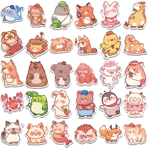 Set of 60 colorful INS style cute animal stickers for luggage and laptop decoration