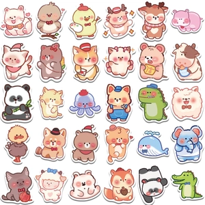 60Pcs colorful cartoon animal stickers set for luggage and helmet decoration